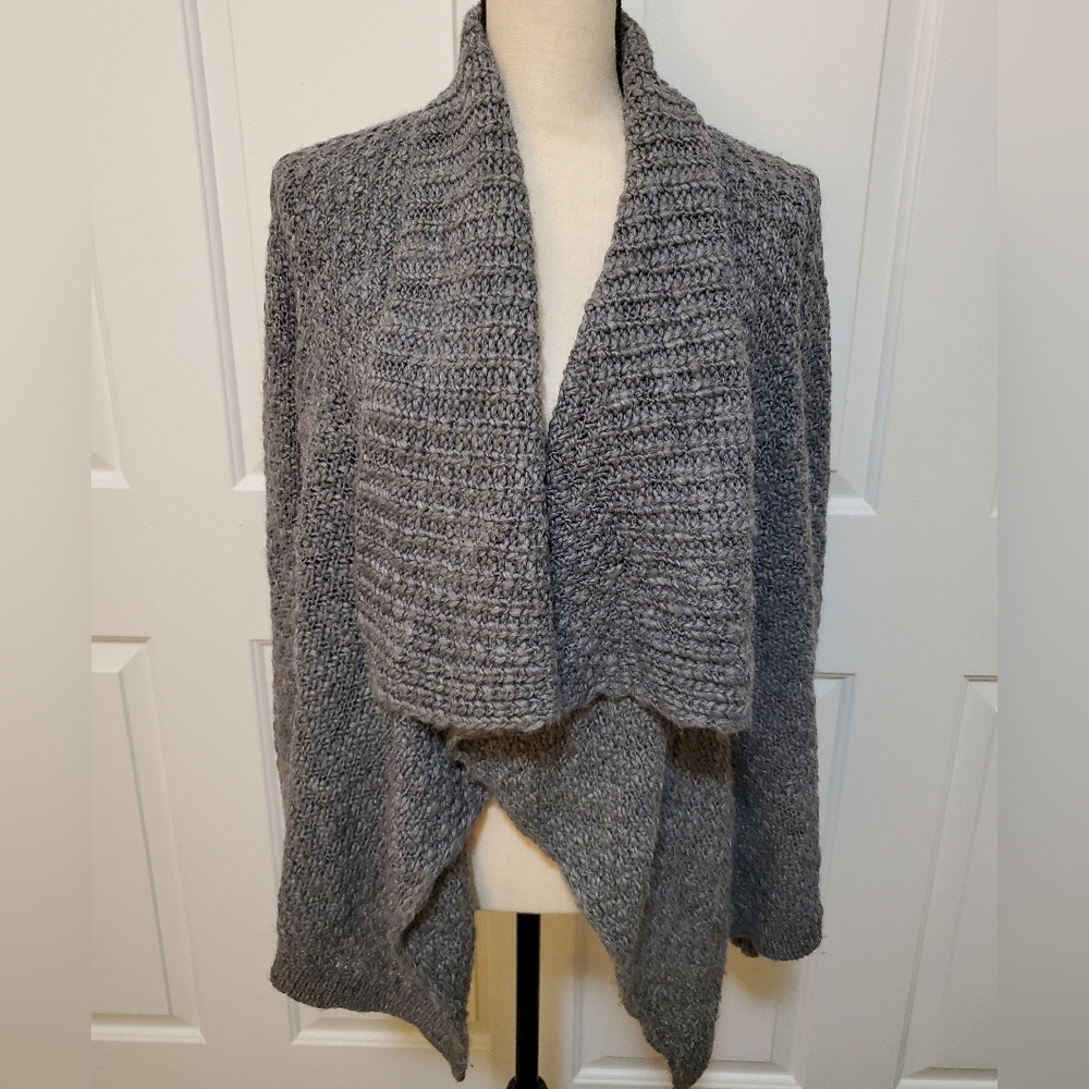 Loft Chunky Wool Gray Open Front Cardigan - image 1